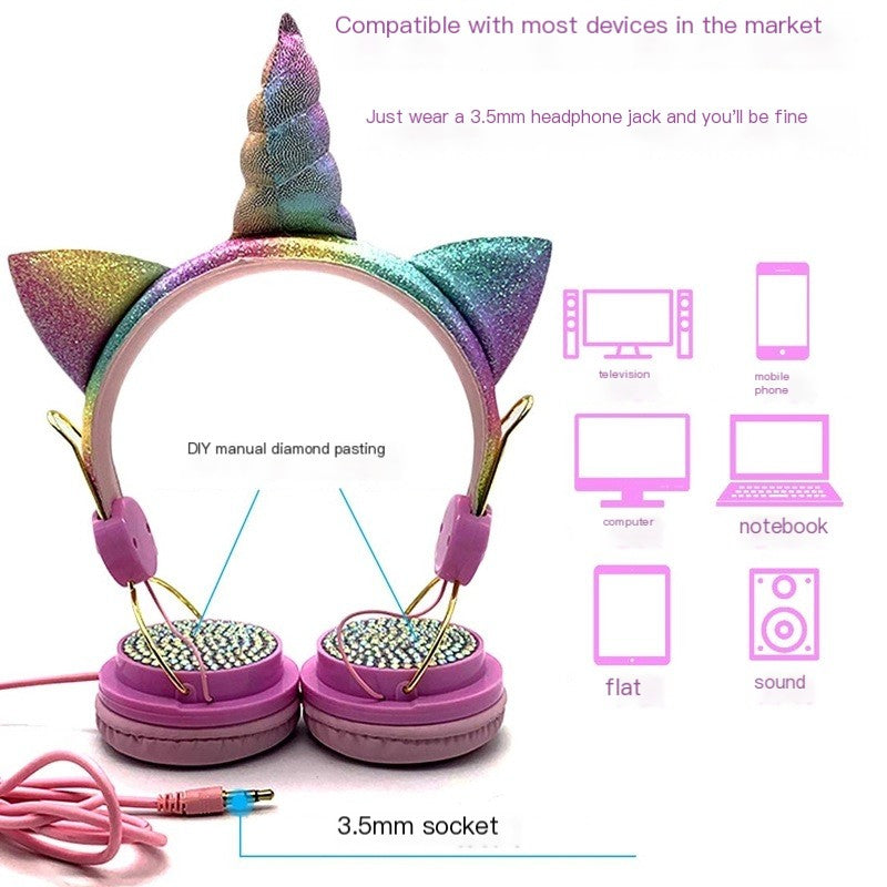Wired Unicorn Cartoon Headphones for Kids (Gift)